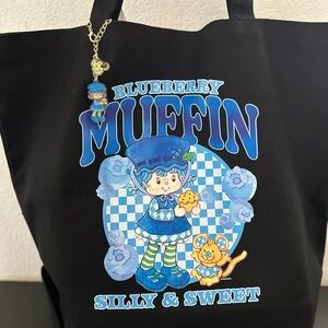 Sold!!! Retro inspired Strawberry Muffin Blueberry Muffin Black Tote